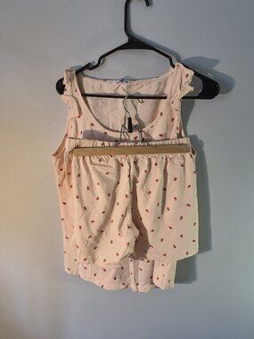 NBB Strawberry PJ Set Large Pink Tank Shorts Sweet Summer